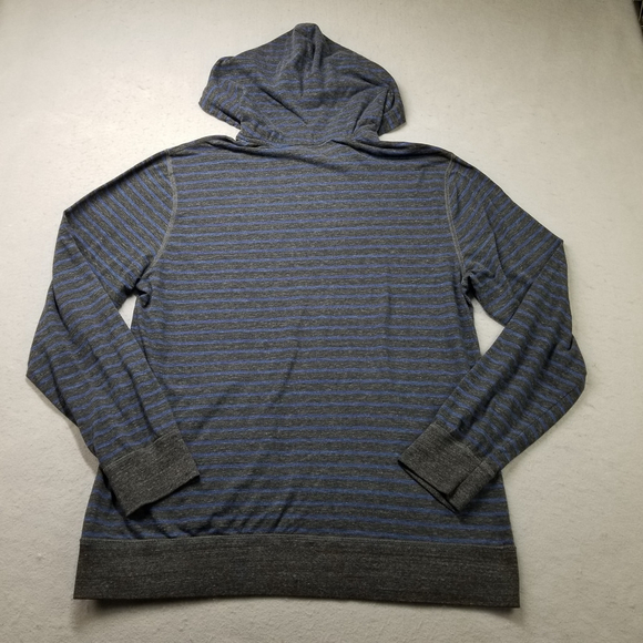 American Eagle Hoodie Mens Size XL Gray Blue Striped Pullover Hooded Shirt - Picture 9 of 10
